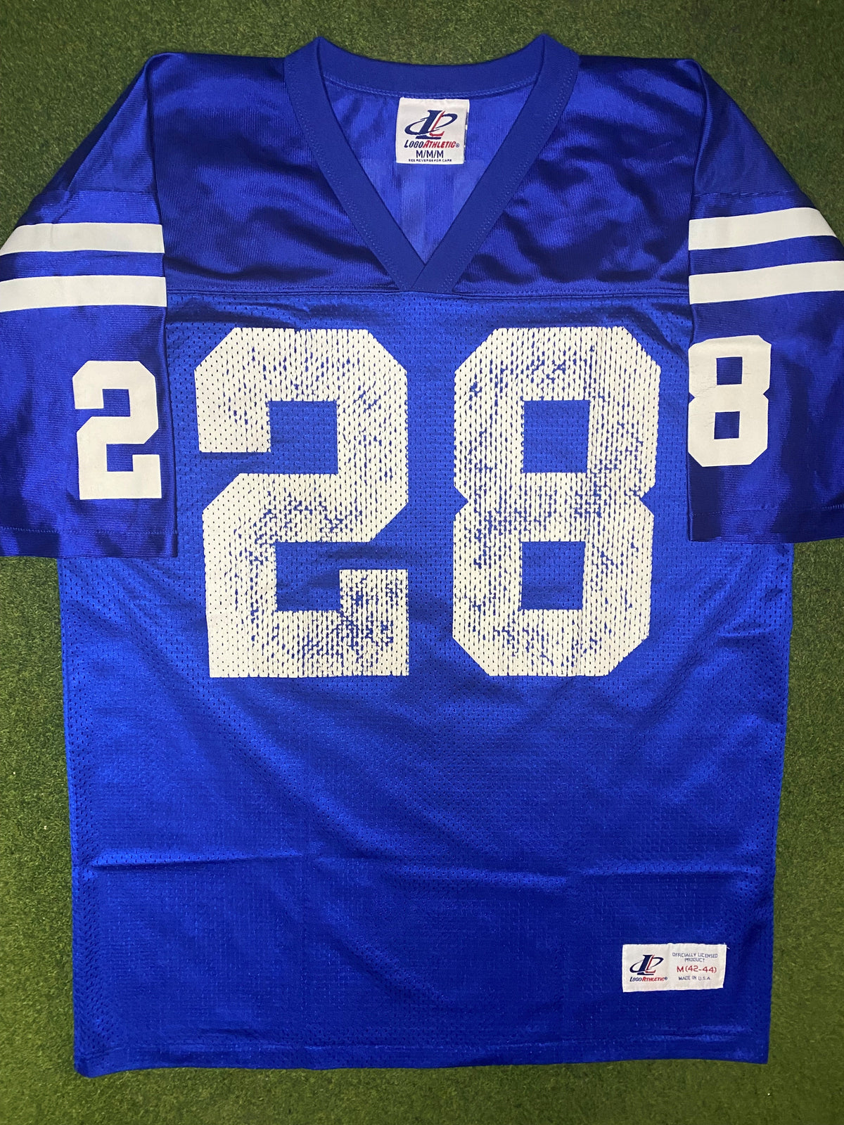 1994-1998 Indianapolis Colts - Marshall Faulk #28 - Logo Athletic - Vintage NFL Jersey (Medium) - Gametime Vintage