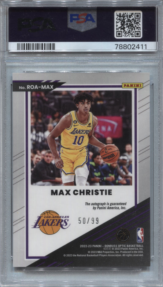 2022-23 Donruss Optic Max Christie Rookie Optics Auto /99 #ROA-MAX PSA 10
