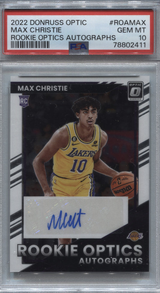 2022-23 Donruss Optic Max Christie Rookie Optics Auto /99 #ROA-MAX PSA 10
