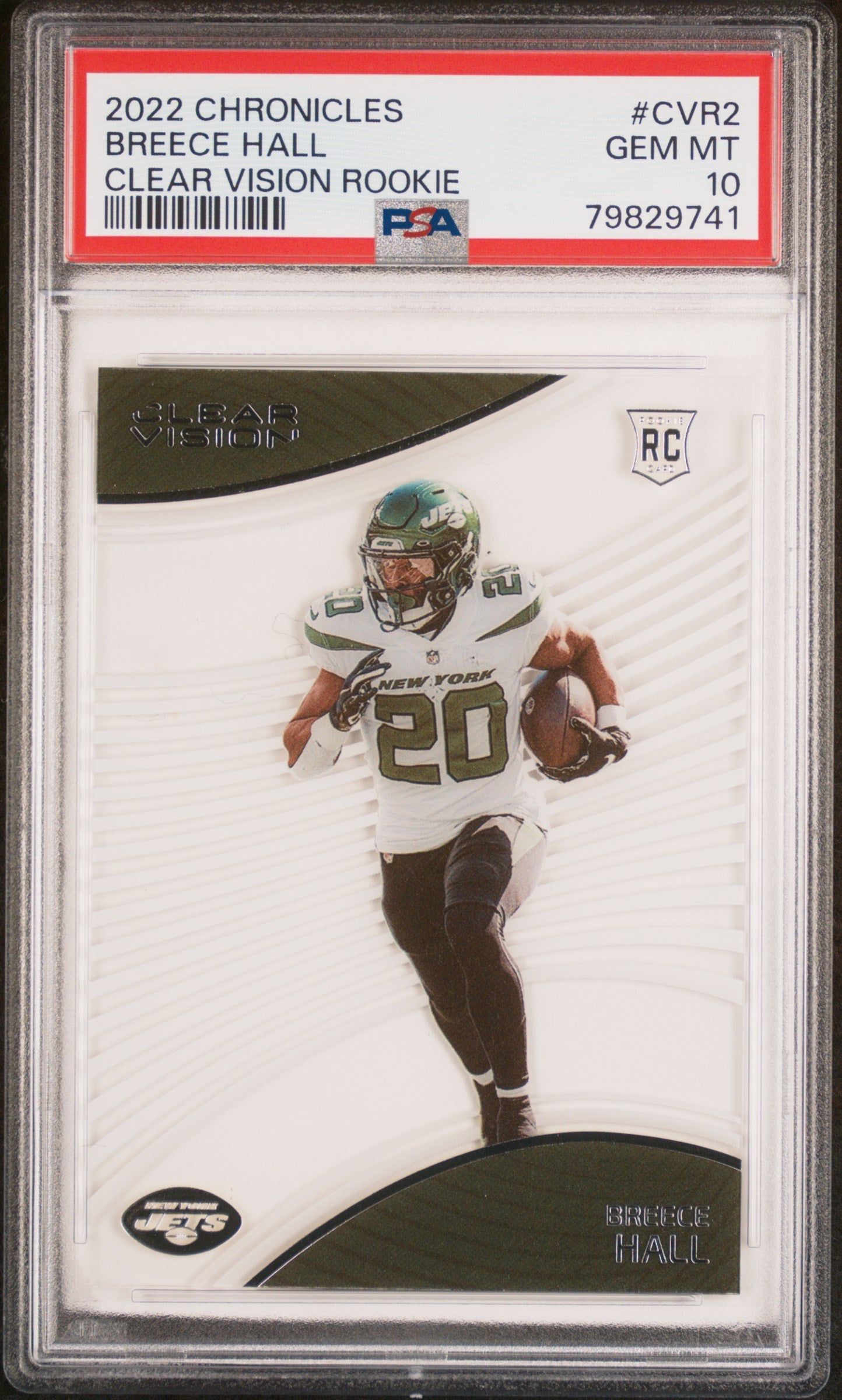 Graded 2022 Panini Chronicles Breece Hall #CVR2 Clear Vision Rookie RC Football Card PSA 10 Gem Mint