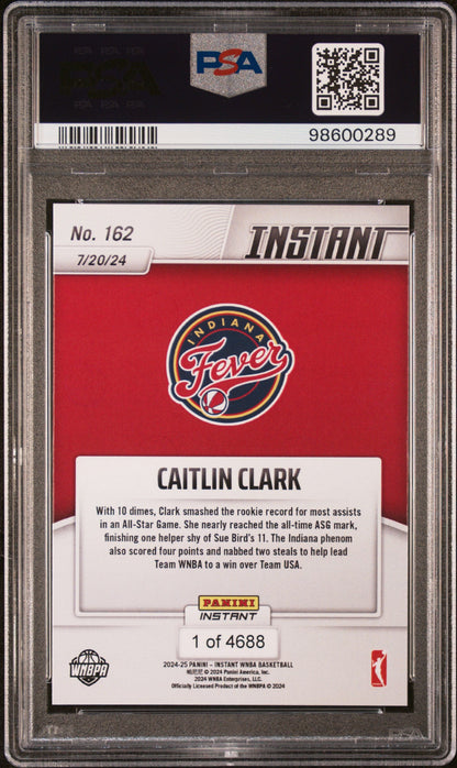 Graded 2024 Panini Instant WNBA Caitlin Clark #162 Rookie RC Basketball Card PSA 10 Gem Mint