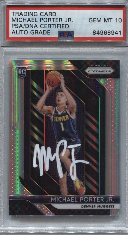 2018-19 Panini Prizm Silver Michael Porter Jr. #32 RC Signed PSA/DNA Auto 10