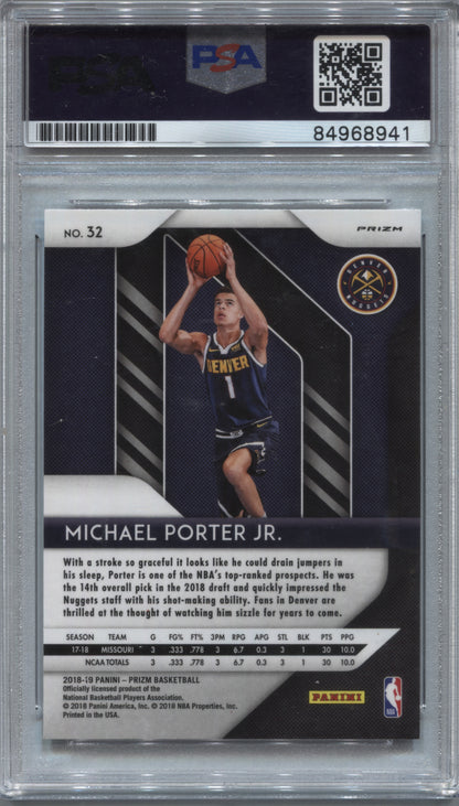 2018-19 Panini Prizm Silver Michael Porter Jr. #32 RC Signed PSA/DNA Auto 10