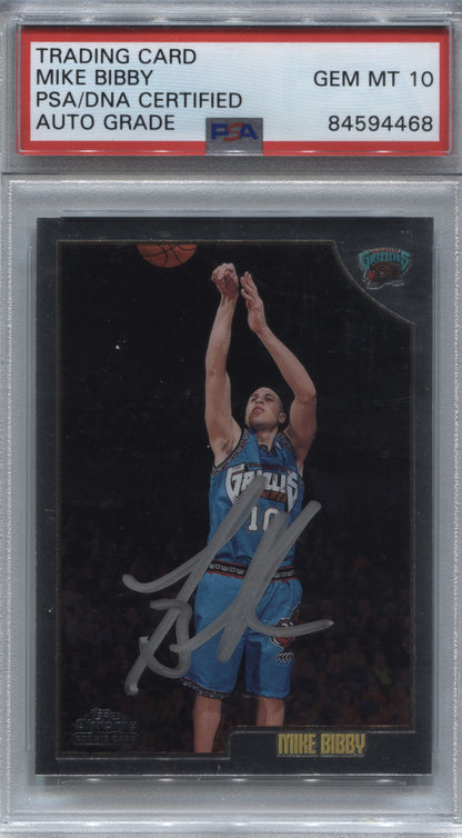 1998-99 Topps Chrome Mike Bibby #196 Signed Rookie RC PSA/DNA Auto 10