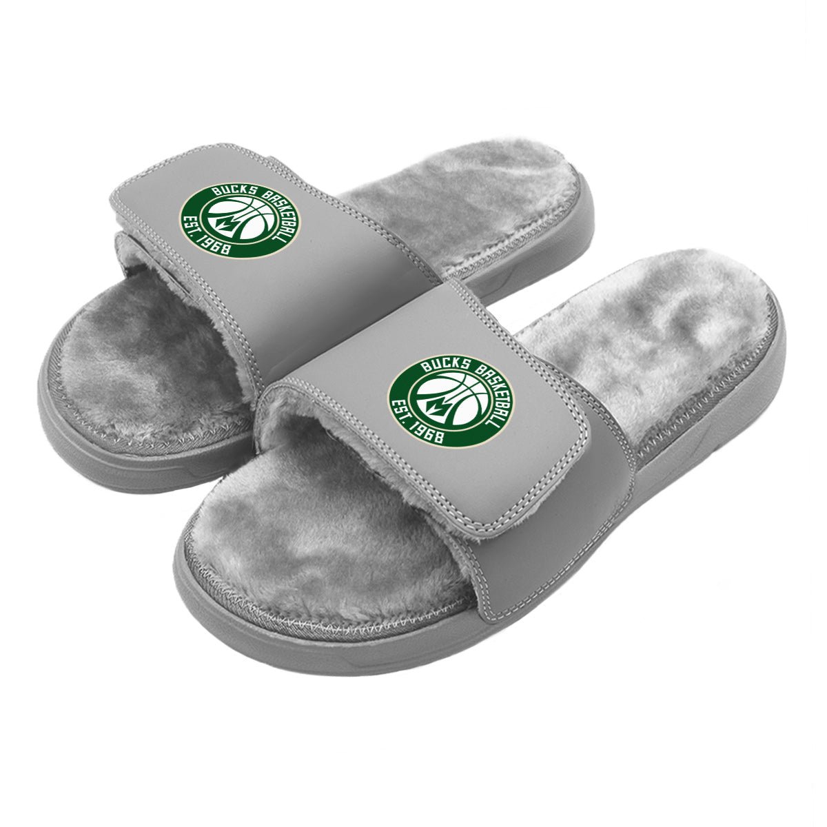 Milwaukee Bucks Secondary Grey Fur Slides