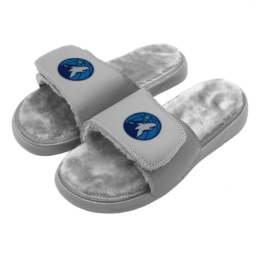Minnesota Timberwolves Secondary Grey Fur Slides