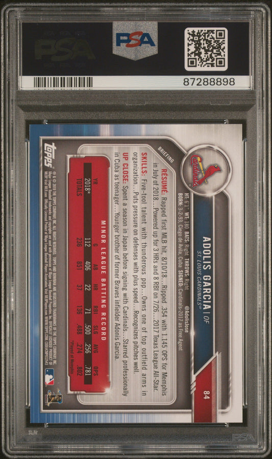 Graded 2019 Topps Bowman Adolis Garcia #84 Rookie RC Baseball Card PSA 10 Gem Mint