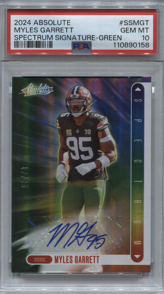 2024 Panini Absolute Myles Garrett Spectrum Signatures Green Auto /25 PSA 10