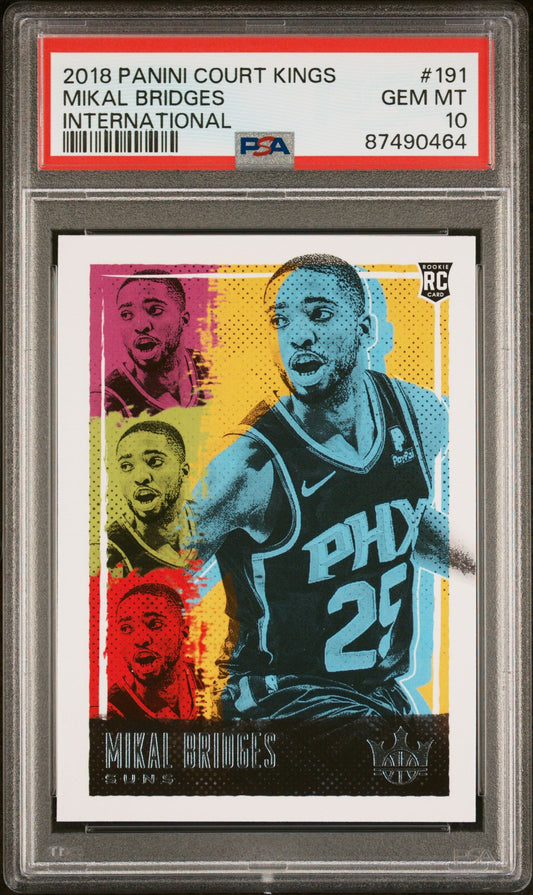 Graded 2018 Panini Court Kings Mikal Bridges #191 International Rookie RC Basketball Card PSA 10 Gem Mint