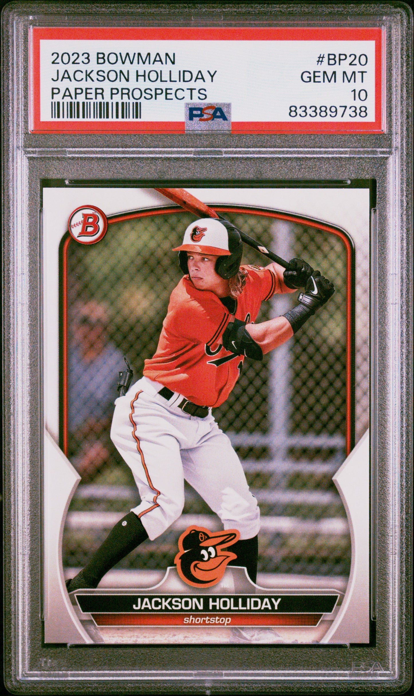 Graded 2023 Topps Bowman Jackson Holliday #BP20 Paper Prospects Rookie RC Baseball Card PSA 10 Gem Mint