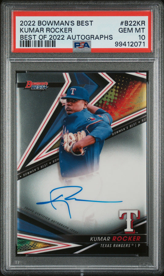 Graded 2022 Topps Bowmans Best Kumar Rocker #B22KR Best of 2022 Autographs Rookie RC Baseball Card PSA 10 Gem Mint