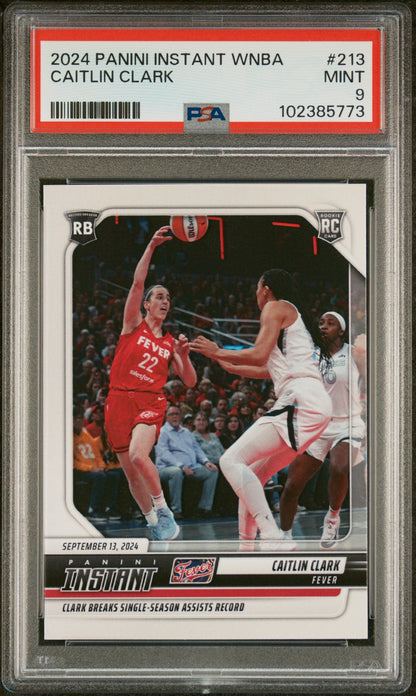 Graded 2024 Panini Instant WNBA Caitlin Clark #213 Rookie RC Basketball Card PSA 9 Mint