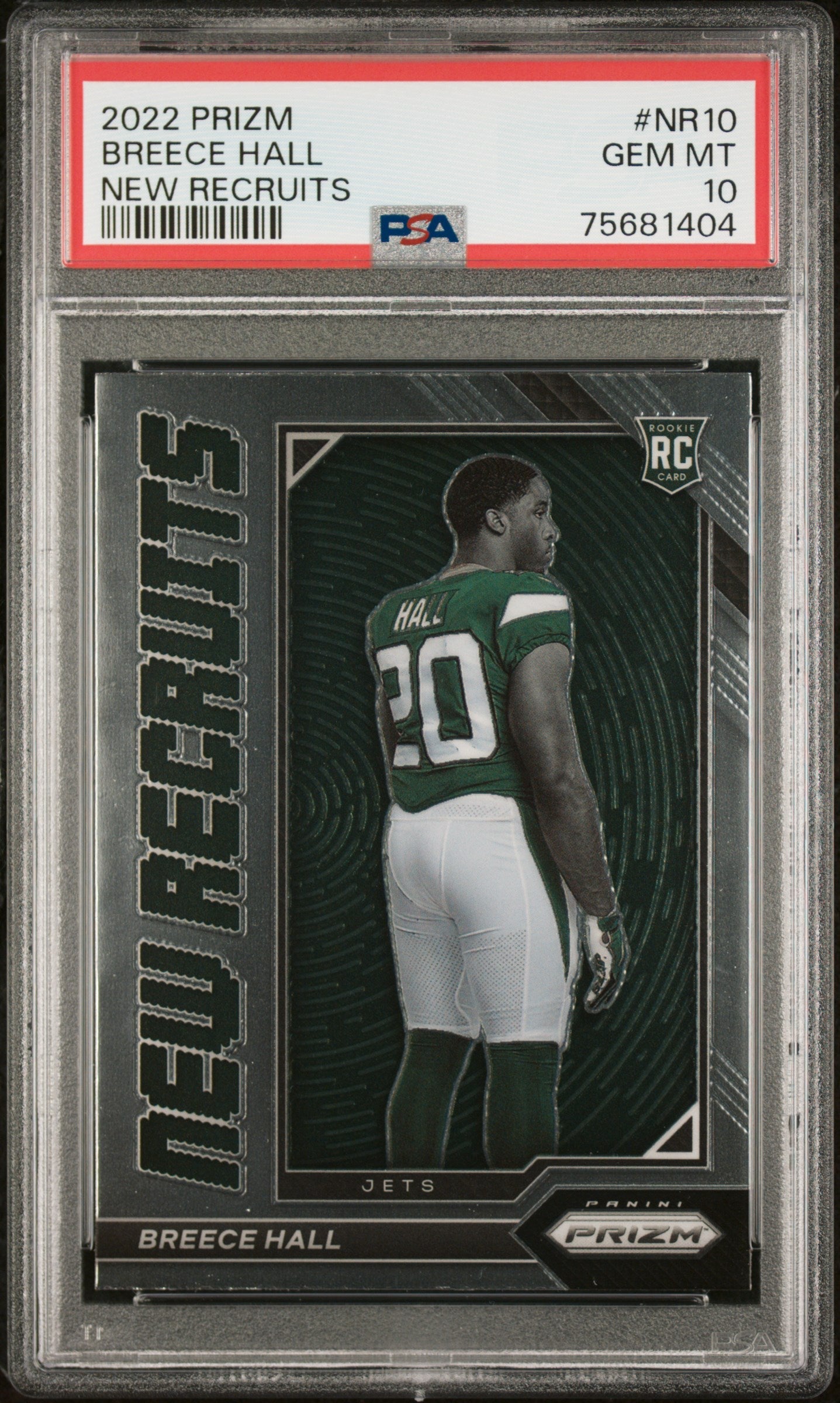 Graded 2022 Panini Prizm Breece Hall #NR10 New Recruits Rookie RC Football Card PSA 10 Gem Mint
