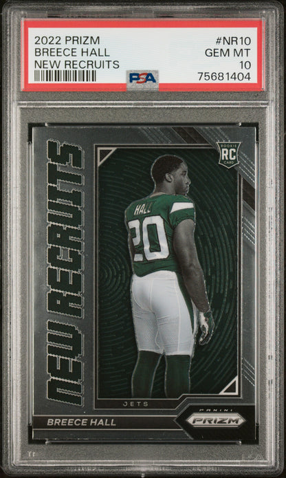 Graded 2022 Panini Prizm Breece Hall #NR10 New Recruits Rookie RC Football Card PSA 10 Gem Mint