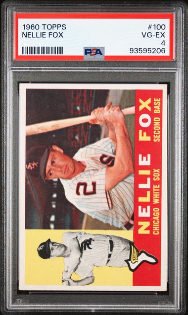 Graded 1960 Topps Nellie Fox #100 Baseball Card PSA 4 VG-EX
