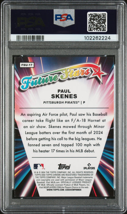 Graded 2024 Topps Chrome Update Paul Skenes #FSU17 Future Stars Rookie RC Baseball Card PSA 10 Gem Mint