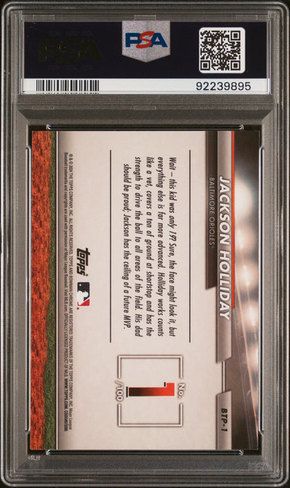 Graded 2024 Topps Bowman Jackson Holliday #BTP1 Scouts Top 100 Rookie RC Baseball Card PSA 10 Gem Mint
