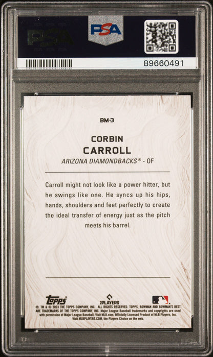 Graded 2023 Topps Bowmans Best Corbin Carroll #BM3 Masterpieces Rookie RC Baseball Card PSA 10 Gem Mint