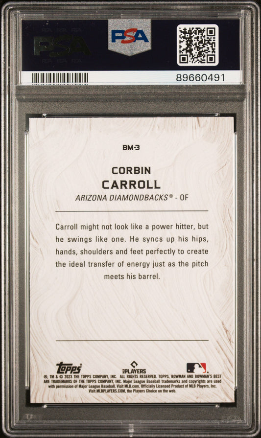 Graded 2023 Topps Bowmans Best Corbin Carroll #BM3 Masterpieces Rookie RC Baseball Card PSA 10 Gem Mint