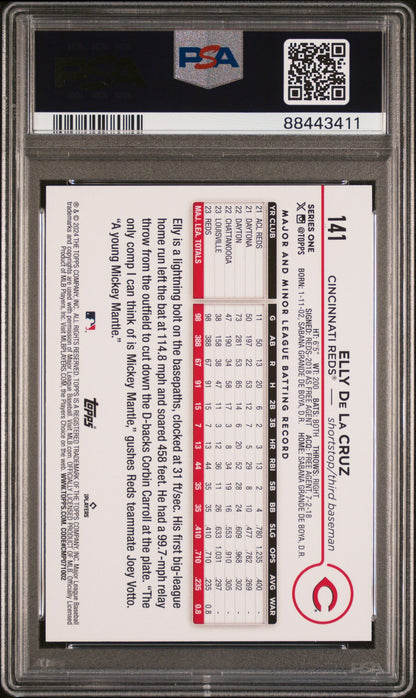 Graded 2024 Topps Elly De La Cruz #141 Yellow Rookie RC Baseball Card PSA 10 Gem Mint