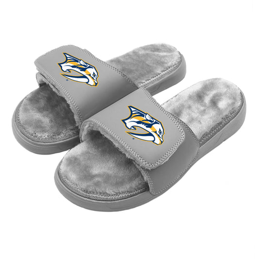 Nashville Predators Primary Grey Fur Slides