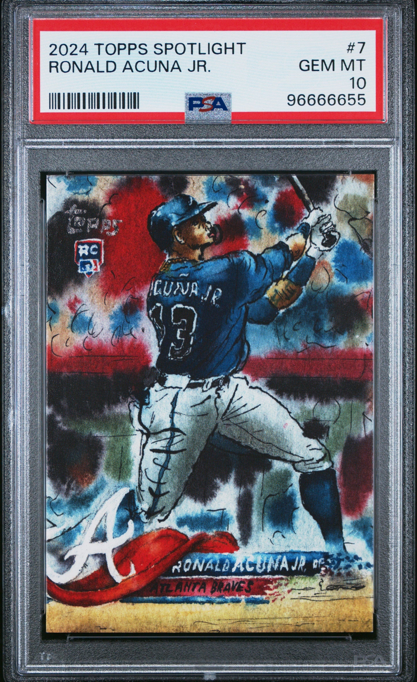 Graded 2024 Topps Spotlight Ronald Acuna Jr. #7 Baseball Card PSA 10 Gem Mint