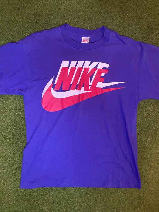 1987-1994 Nike - Vintage Nike Tee Shirt (Large) Gametime Vintage