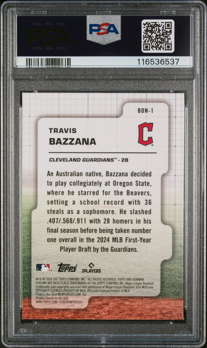 Graded 2024 Topps Bowman Draft Travis Bazzana #BDN1 Draft Night Rookie RC Baseball Card PSA 9 Mint