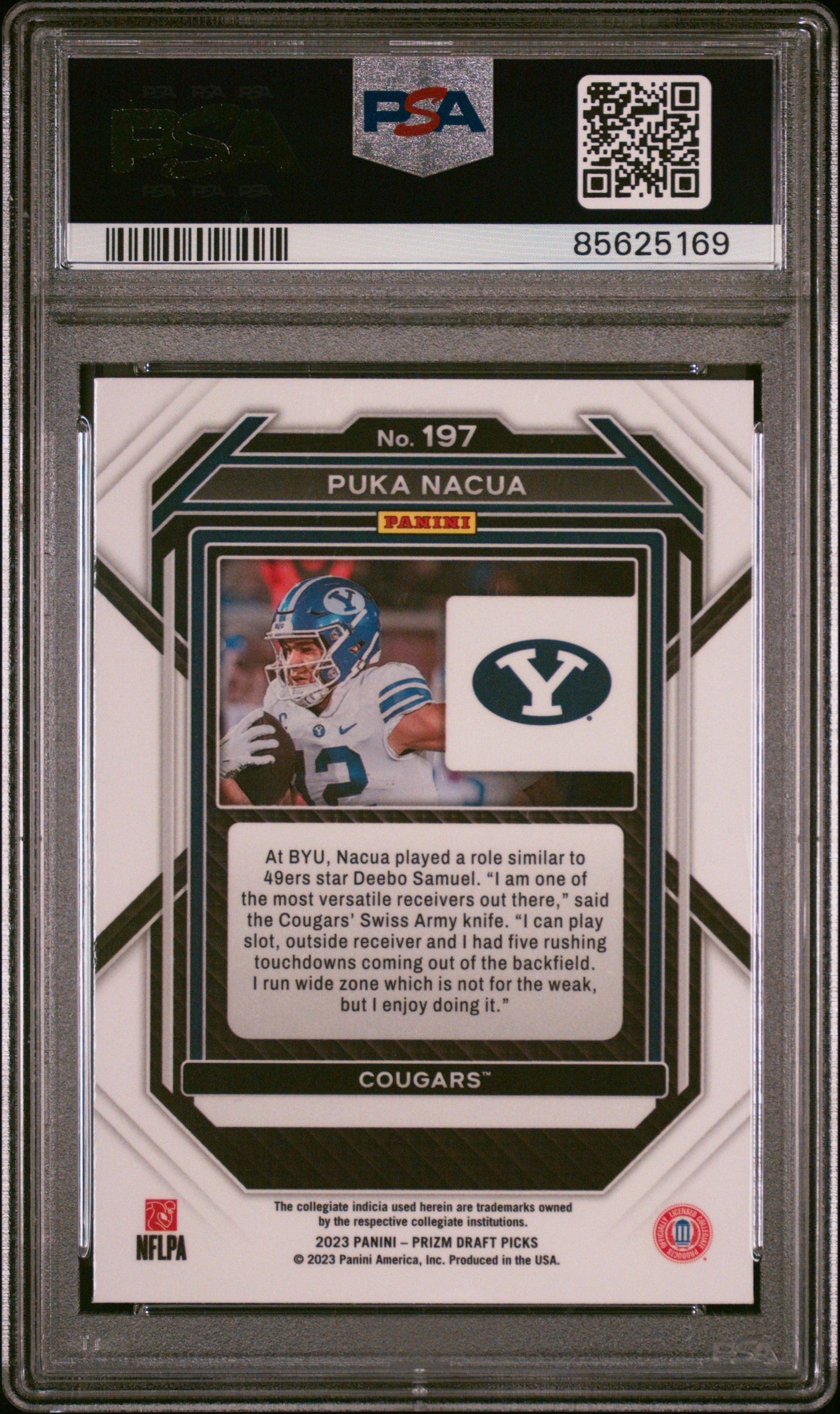Graded 2023 Panini Prizm Draft Picks Puka Nacua #197 Rookie RC Football Card PSA 10 Gem Mint