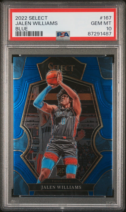 Graded 2022 Panini Select Jalen Williams #167 Blue Rookie RC Basketball Card PSA 10 Gem Mint