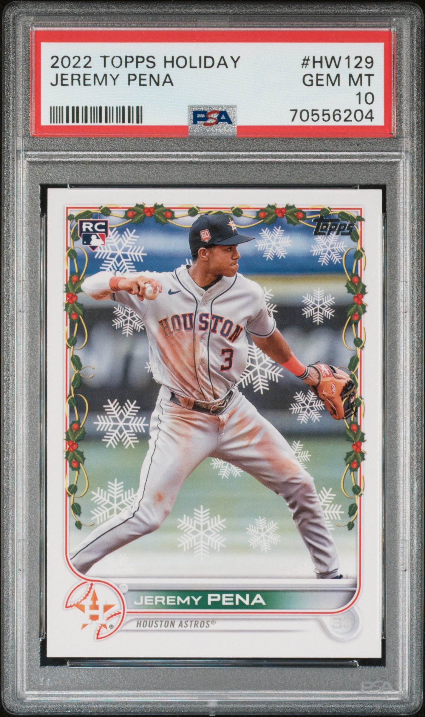 Graded 2022 Topps Holiday Jeremy Pena #HW129 Rookie RC Baseball Card PSA 10 Gem Mint