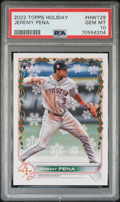 Graded 2022 Topps Holiday Jeremy Pena #HW129 Rookie RC Baseball Card PSA 10 Gem Mint