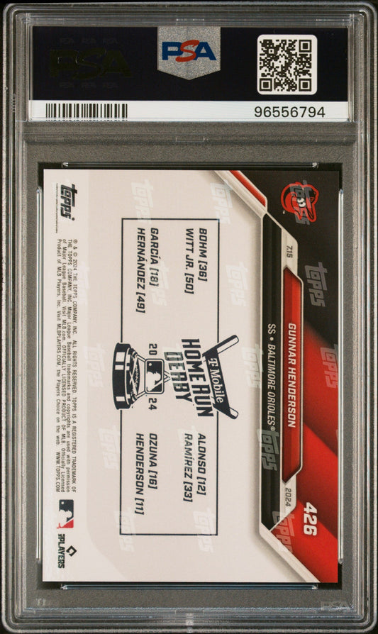 Graded 2024 Topps Now Gunnar Henderson #426 2024 HR Derby Baseball Card PSA 9 Mint