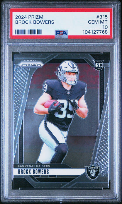 Graded 2024 Panini Prizm Brock Bowers #315 Rookie RC Football Card PSA 10 Gem Mint