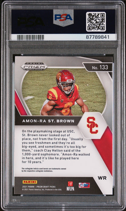 Graded 2021 Panini Prizm DP Amon-Ra St. Brown #133 Rookie RC Football Card PSA 10 Gem Mint