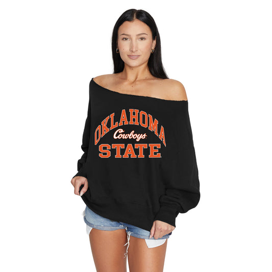 Oklahoma State Black Off the Shoulder Sweatshirt