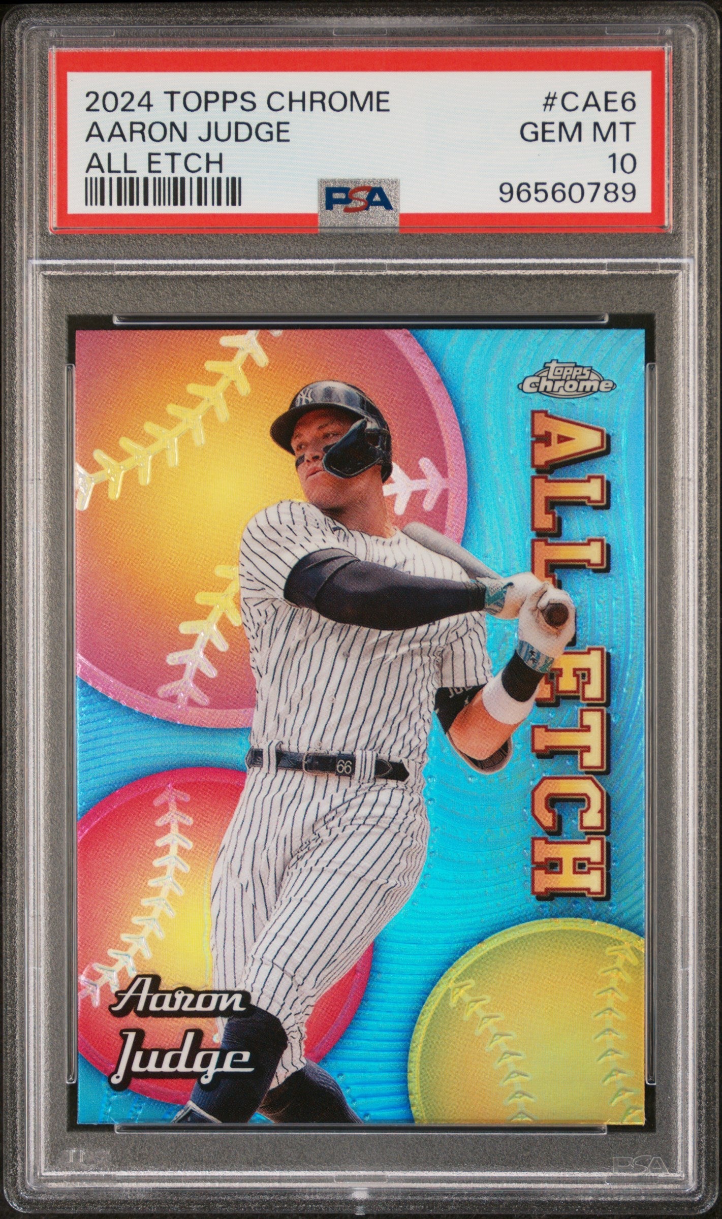 Graded 2024 Topps Chrome Aaron Judge #CAE6 All Etch Baseball Card PSA 10 Gem Mint