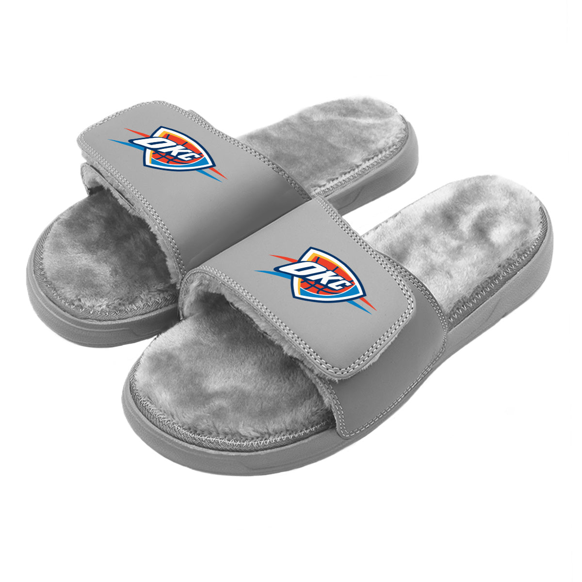 Oklahoma City Thunder Primary Grey Fur Slides