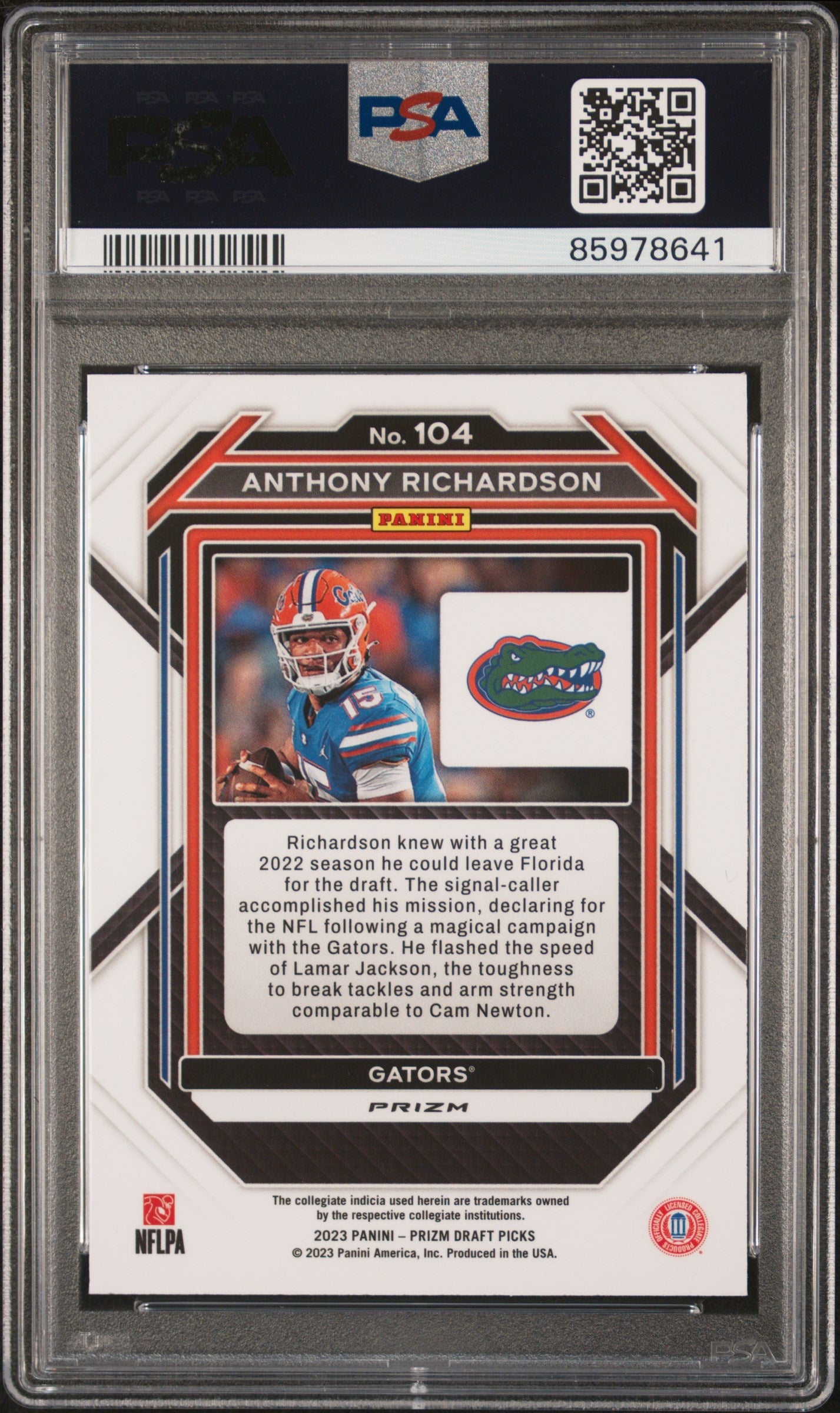 Graded 2023 Panini Prizm DP Anthony Richardson #104 Red Ice Rookie RC Football Card PSA 10 Gem Mint