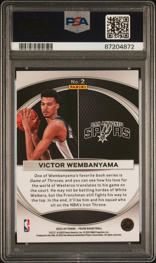 Graded 2023 Panini Prizm Victor Wembanyama #2 Global Reach Rookie RC Basketball Card PSA 10 Gem Mint