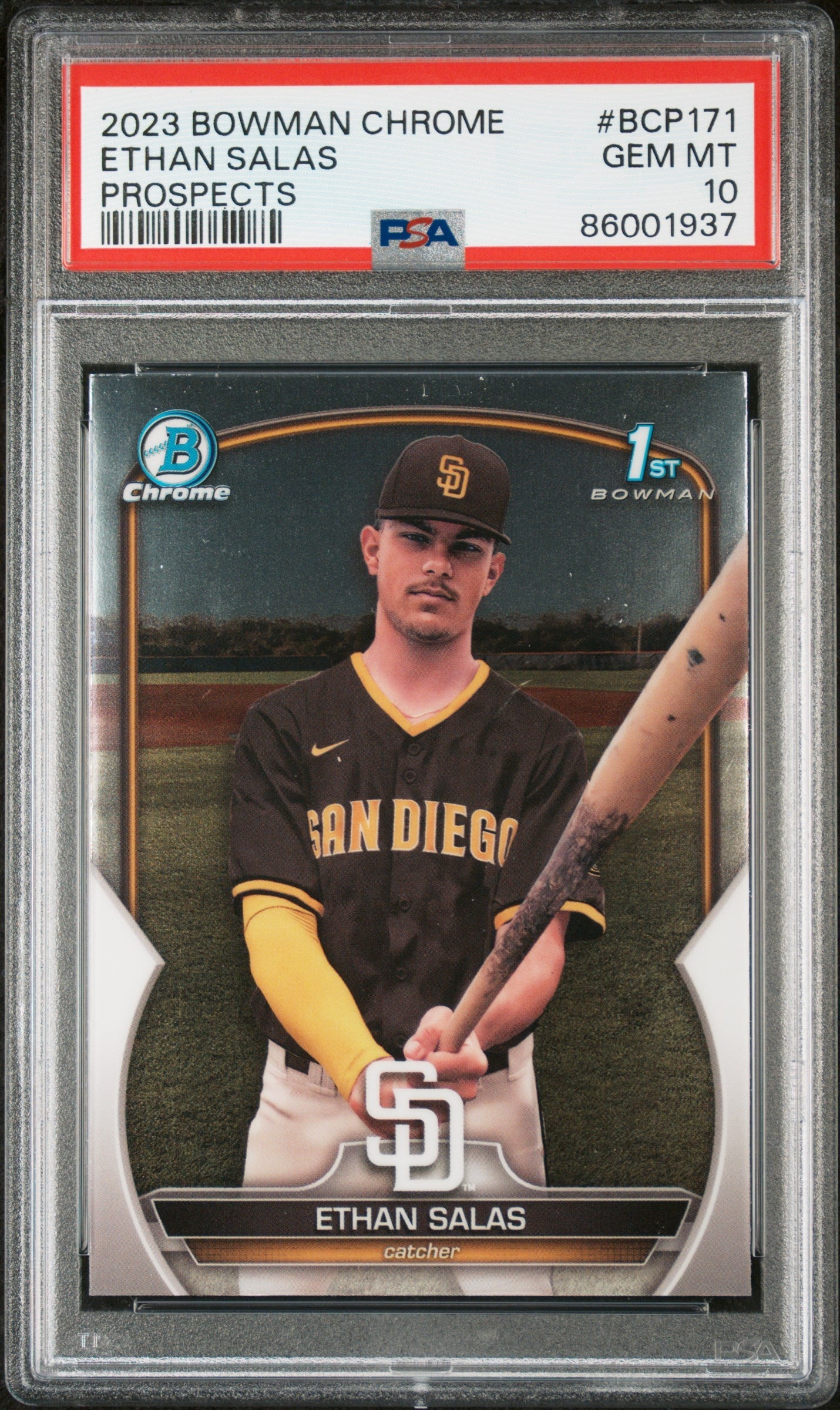 Graded 2023 Topps Bowman Chrome Ethan Salas #BCP171 Prospects Rookie RC Baseball Card PSA 10 Gem Mint