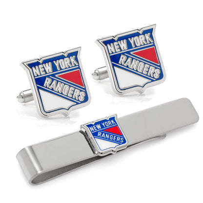 NHL New York Rangers Cufflinks & Tie Bar Gift Set
