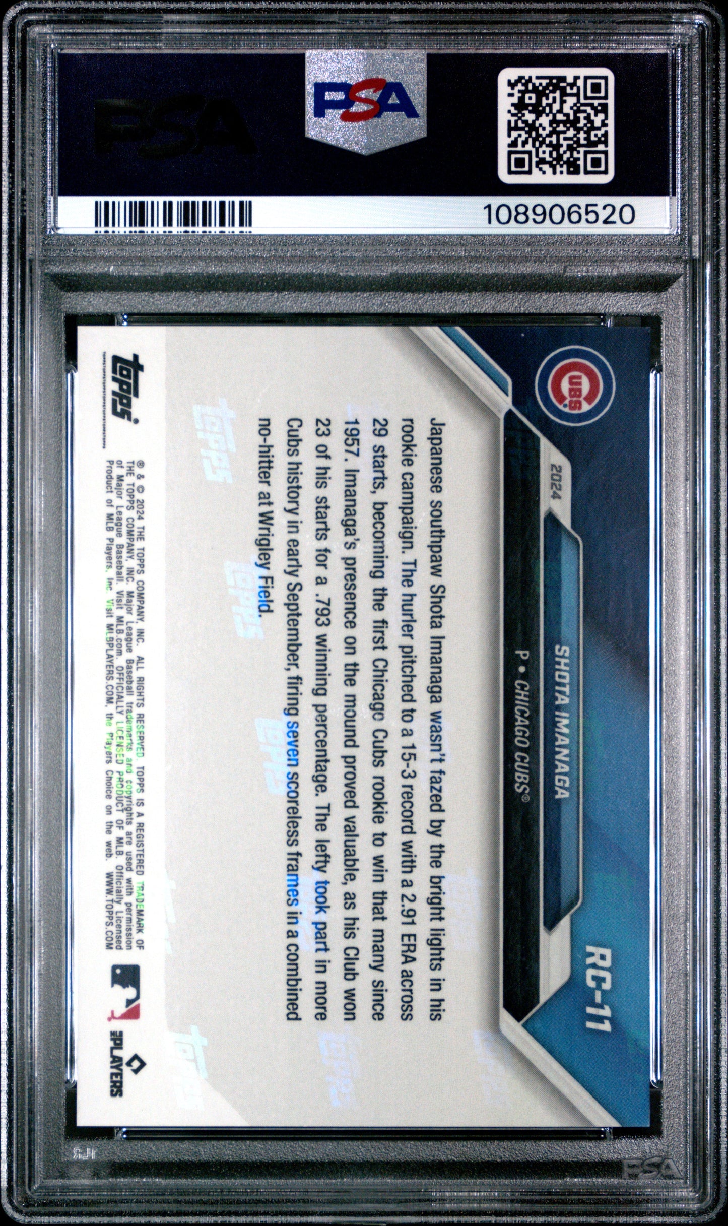 Graded 2024 Topps Now Shota Imanaga #RC11 Rookie Cup Team Set Rookie RC Baseball Card PSA 10 Gem Mint
