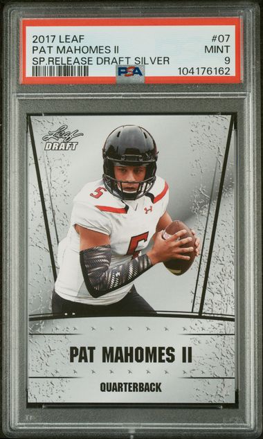 Graded 2017 Leaf Draft Patrick Mahomes II #CHIEFS Special Release Silver Rookie RC Football Card PSA 9 Mint