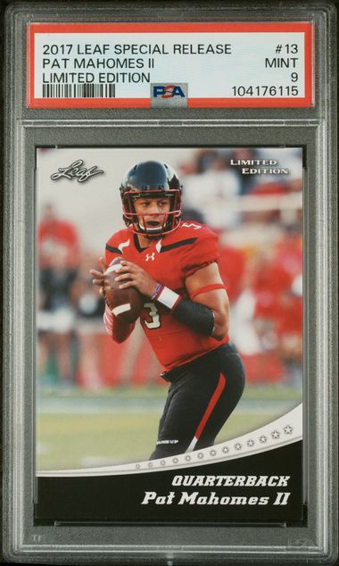 Graded 2017 Leaf Draft Patrick Mahomes II #SBMVP Special Release Limited Edition Rookie RC Football Card PSA 9 Mint