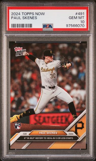 Graded 2024 Topps Now Paul Skenes #491 Rookie RC Baseball Card PSA 10 Gem Mint