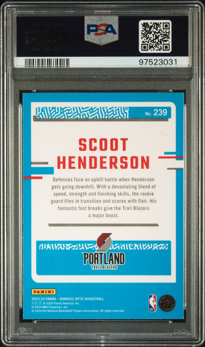 Graded 2023 Panini Donruss Optic Scoot Henderson #239 Rookie RC Basketball Card PSA 10 Gem Mint