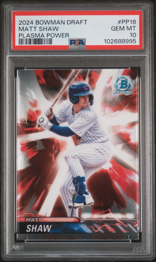 Graded 2024 Topps Bowman Draft Matt Shaw #PP16 Plasma Power Rookie RC Baseball Card PSA 10 Gem Mint