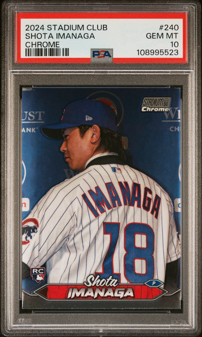 Graded 2024 Topps Stadium Club Shota Imanaga #240 Chrome Rookie RC Baseball Card PSA 10 Gem Mint