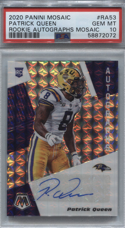 2020 Panini Mosaic Patrick Queen Rookie Autographs Mosaic #RA53 PSA 10